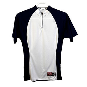 Rawlings Baseball Cage Jacket Woen's Small Black White Quarter Zip Short Sleeves